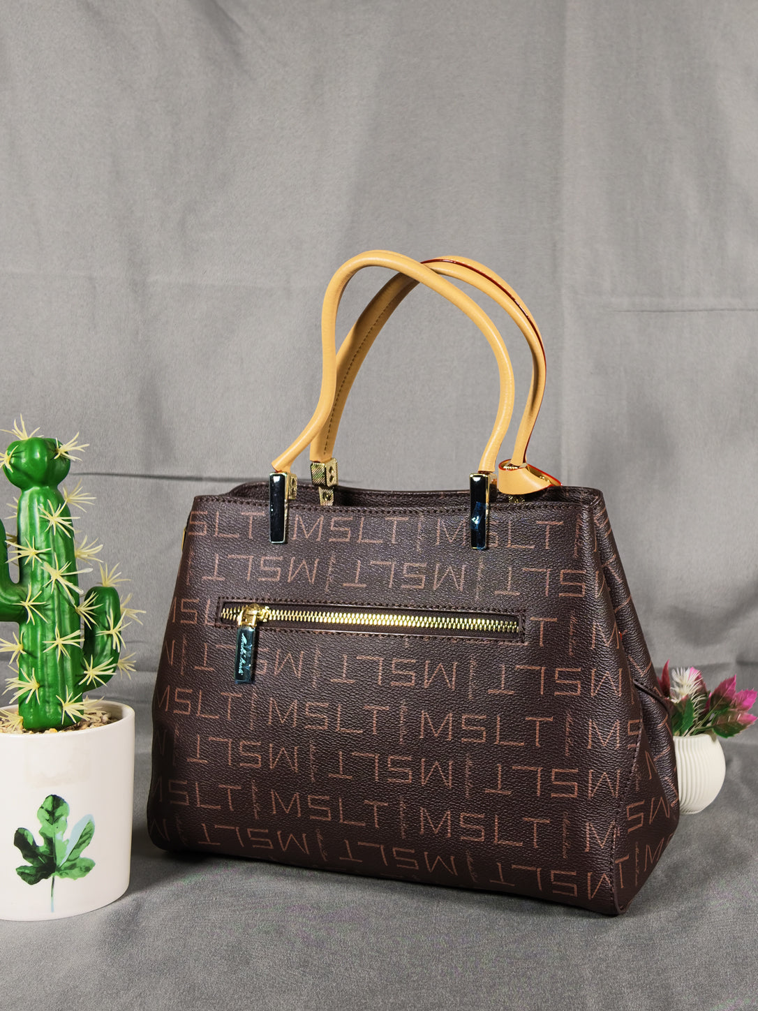 Masha Lanti Premium Monogram Work Tote - Brown & Apricot