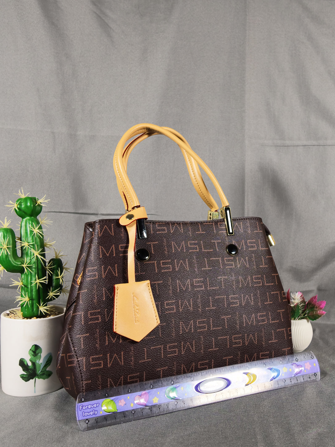 Masha Lanti Premium Monogram Work Tote - Brown & Apricot