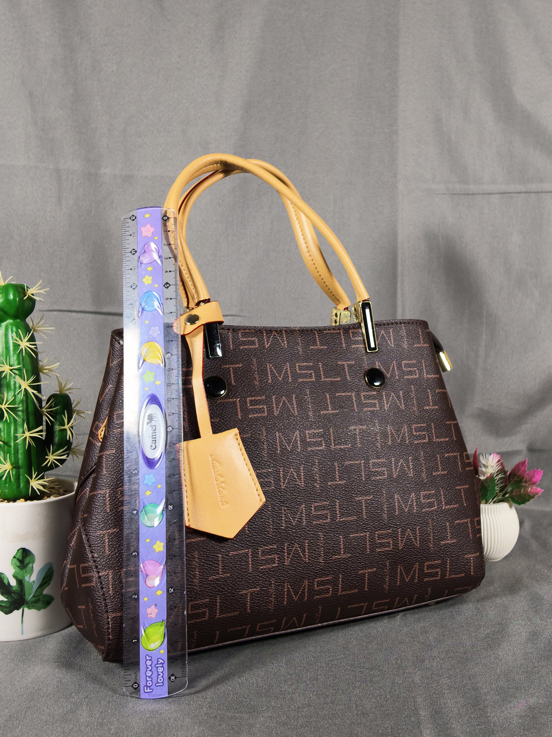 Masha Lanti Premium Monogram Work Tote - Brown & Apricot