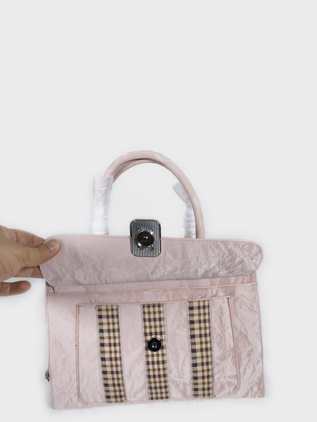 Taihong Premium Textured Ladies Handbag - Bean Pink