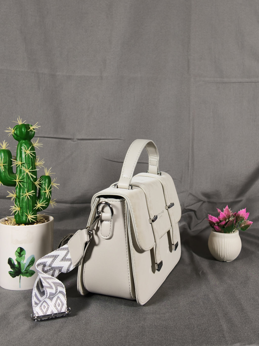 F&B Leopard Print Leather HandBag with Stylish Strap - Soft Apricot