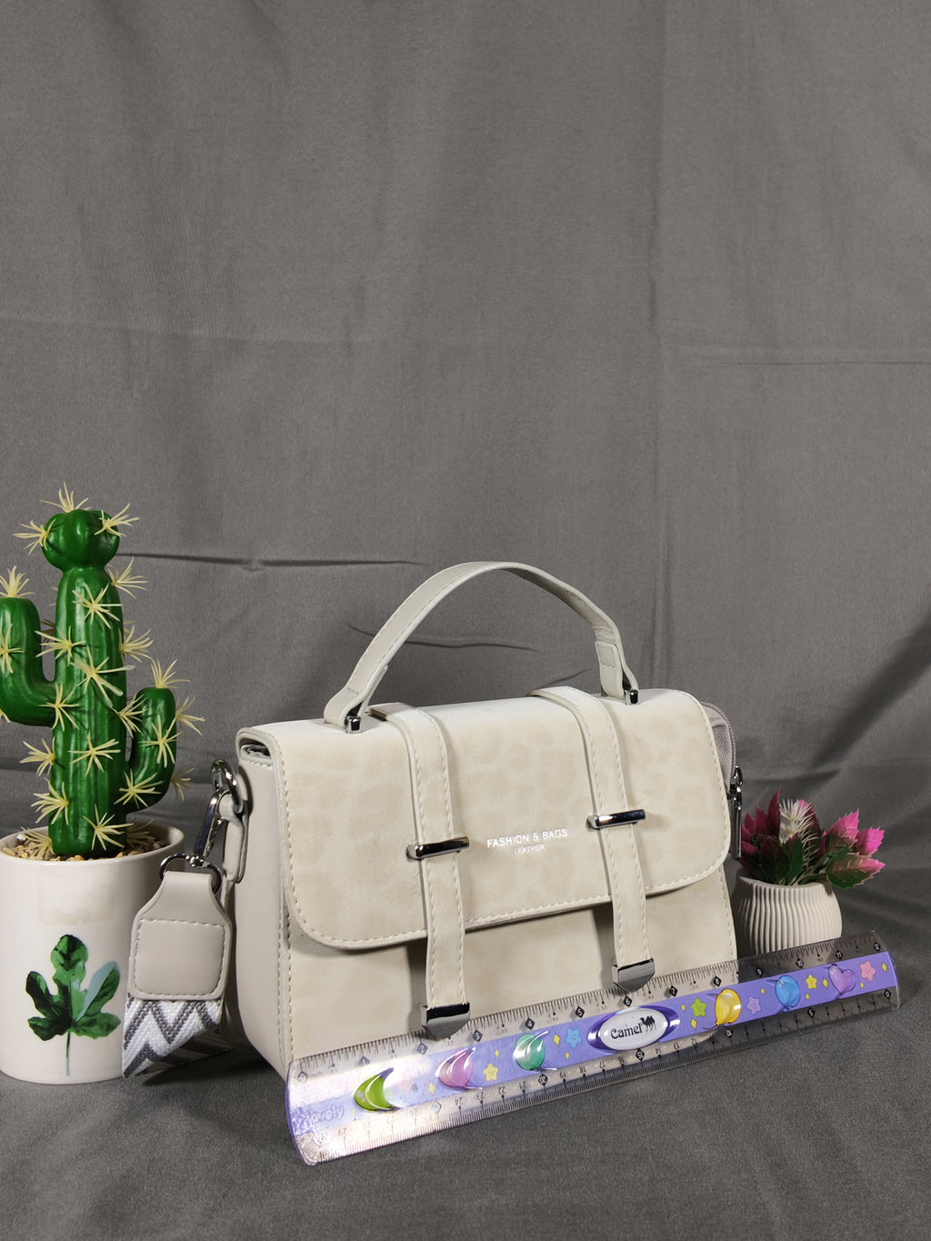 F&B Leopard Print Leather HandBag with Stylish Strap - Soft Apricot