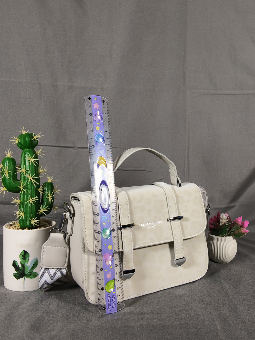F&B Leopard Print Leather HandBag with Stylish Strap - Soft Apricot