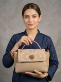 ST&SAT Elegant Embossed Flap Handbag - Warm Apricot