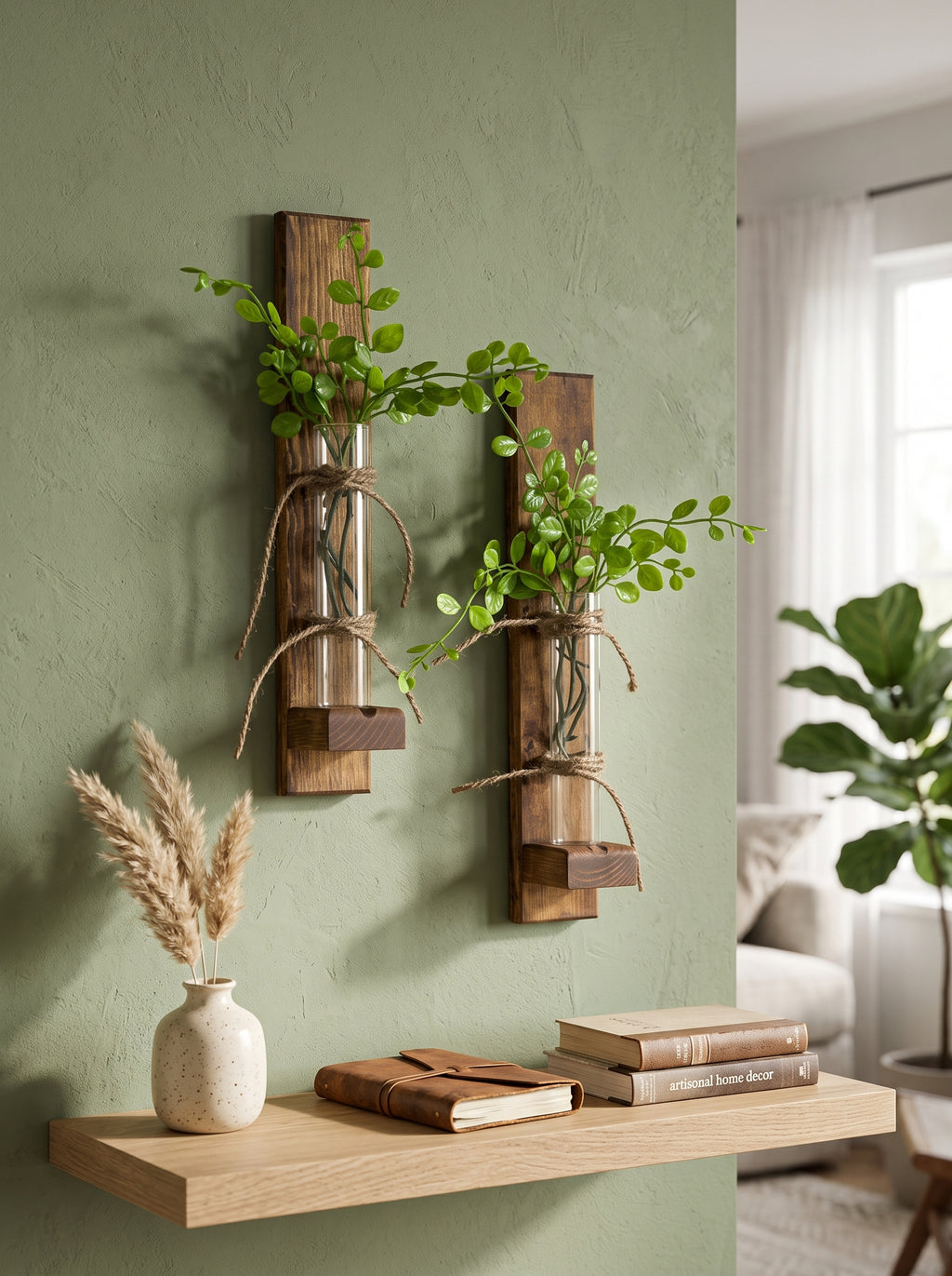 Whisper Pine - Wooden Wall Hanging Planter (Set of 2)