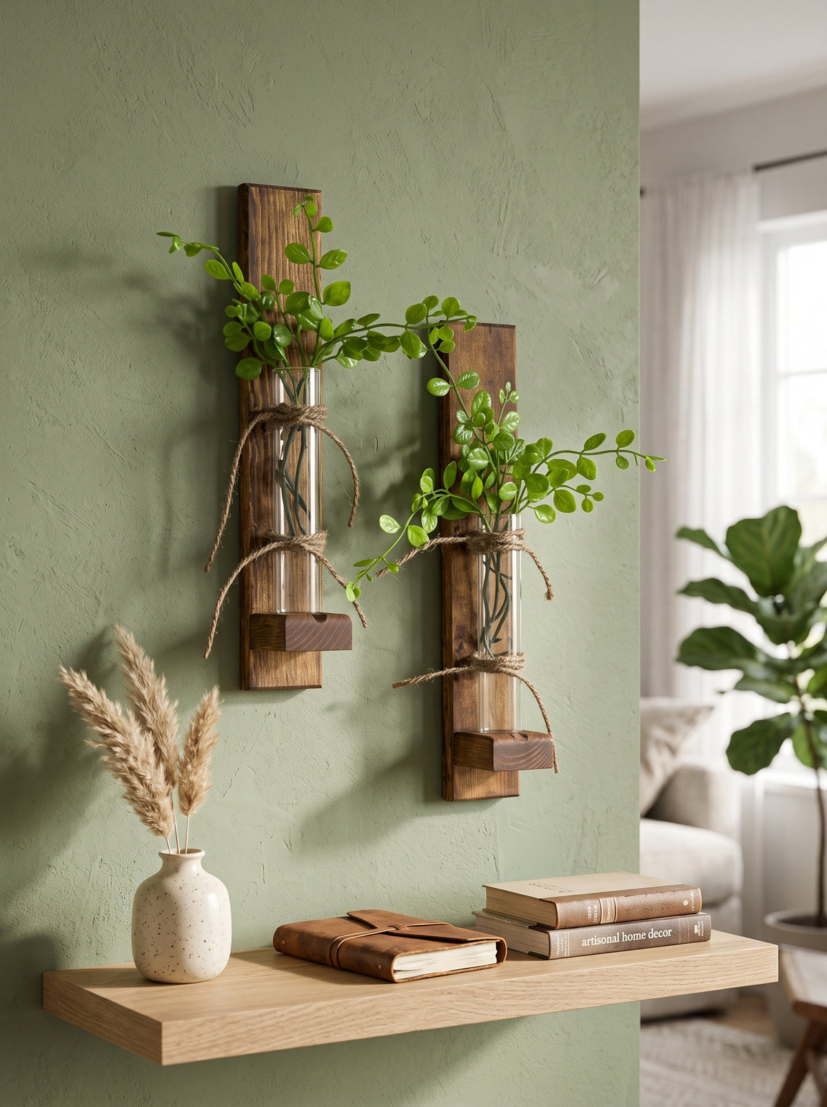 Whisper Pine - Wooden Wall Hanging Planter (Set of 2)