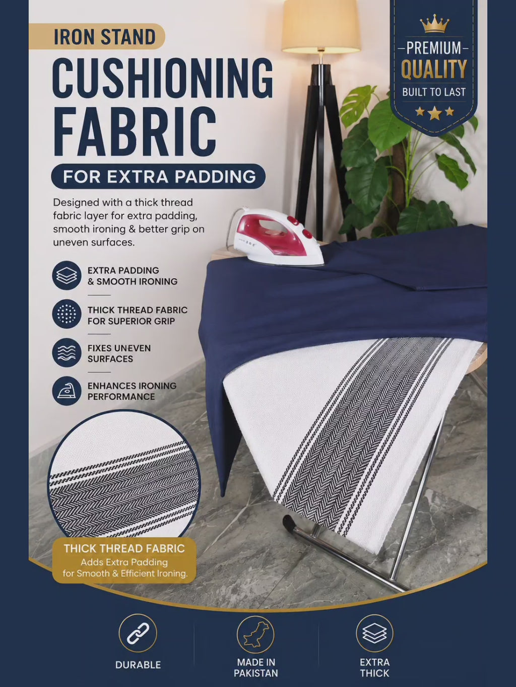 Premium Fire Resistant Iron Stand Topper - Navy Blue