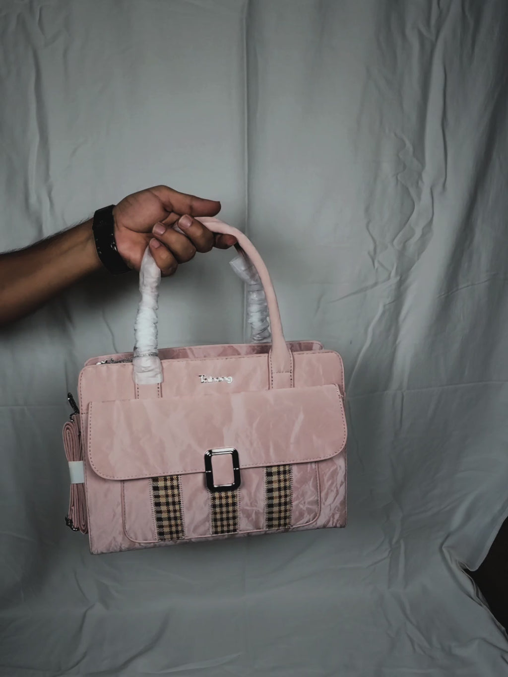 Taihong Premium Textured Ladies Handbag - Bean Pink